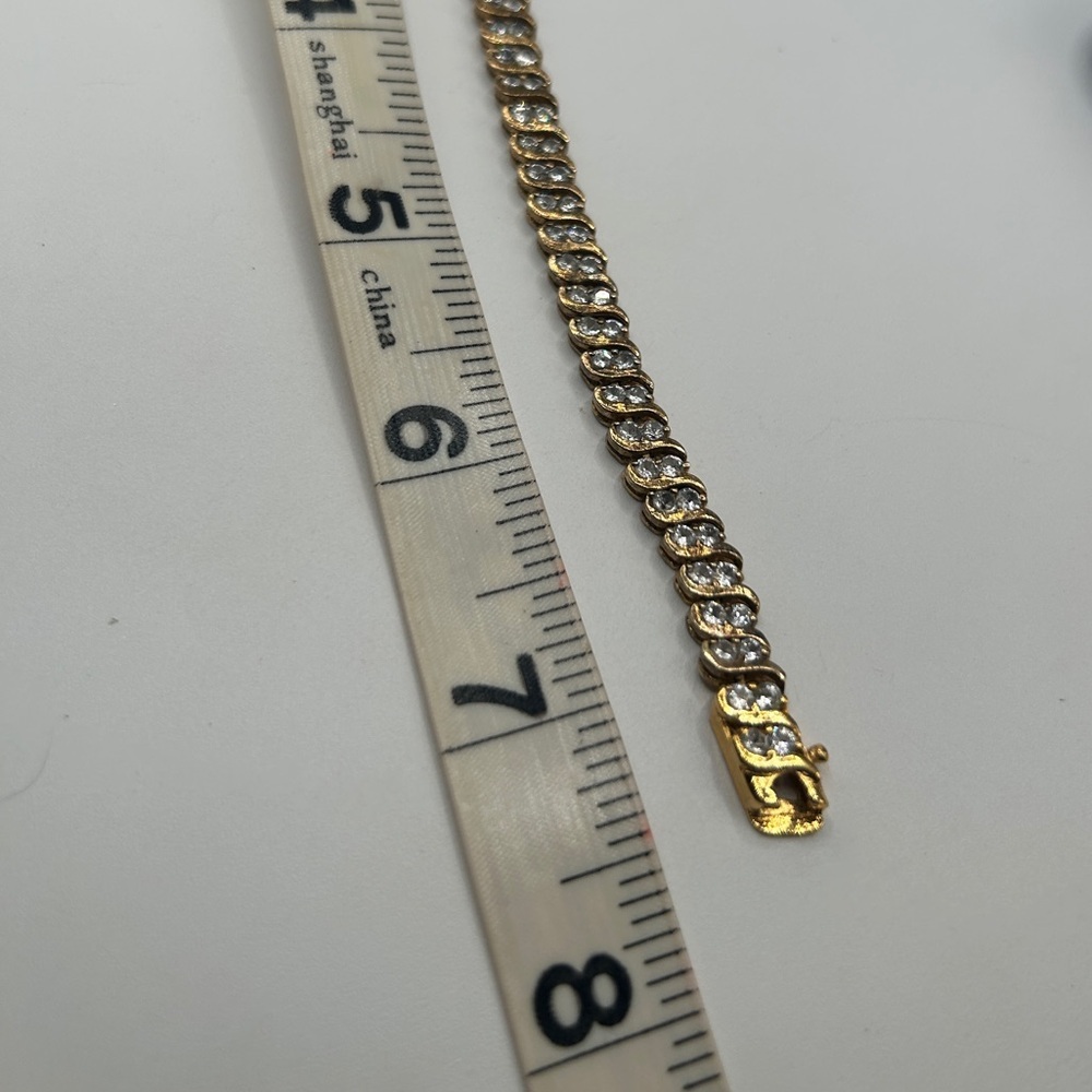 Vintage Designer Gold Vermeil Sterling Tennis Bracelet​ - Picture 5 of 11